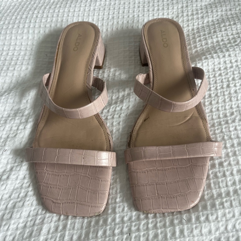 Aldo Pink Sandals Croc-Embossed Slide